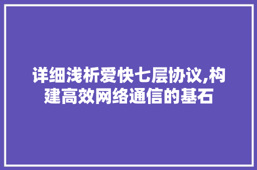 详细浅析爱快七层协议,构建高效网络通信的基石 百度SEO