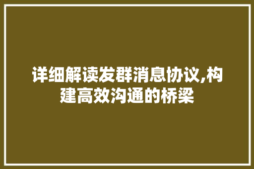 详细解读发群消息协议,构建高效沟通的桥梁