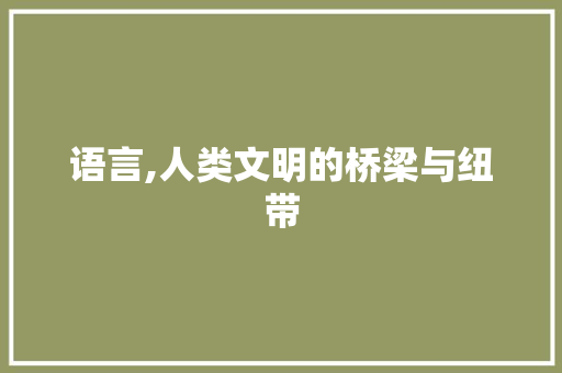 语言,人类文明的桥梁与纽带