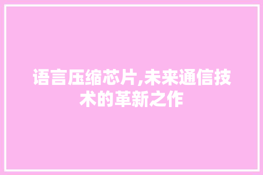 语言压缩芯片,未来通信技术的革新之作