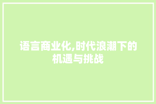 语言商业化,时代浪潮下的机遇与挑战