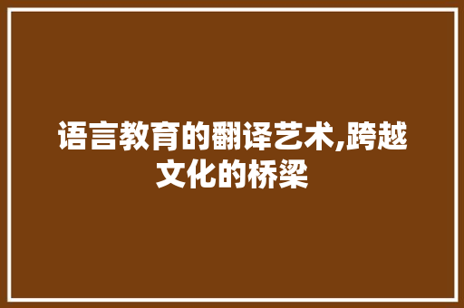 语言教育的翻译艺术,跨越文化的桥梁