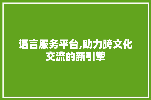 语言服务平台,助力跨文化交流的新引擎