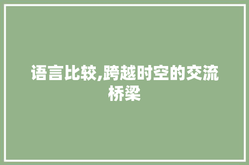 语言比较,跨越时空的交流桥梁 搜狗SEO