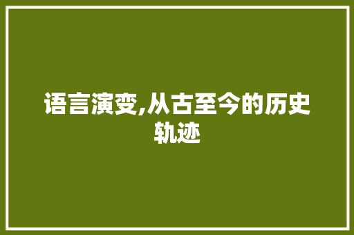 语言演变,从古至今的历史轨迹 神马SEO