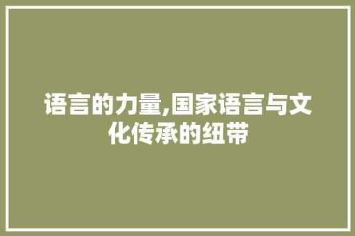 语言的力量,国家语言与文化传承的纽带