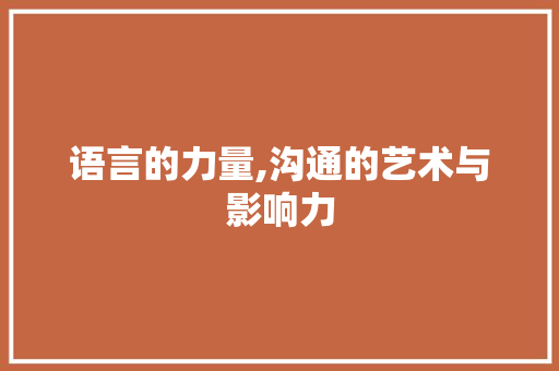 语言的力量,沟通的艺术与影响力