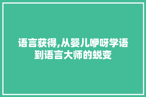 语言获得,从婴儿咿呀学语到语言大师的蜕变 搜狗SEO