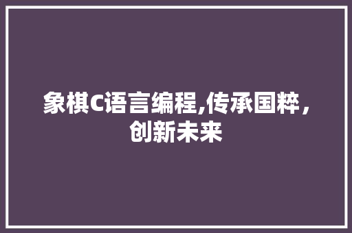 象棋C语言编程,传承国粹，创新未来 神马SEO