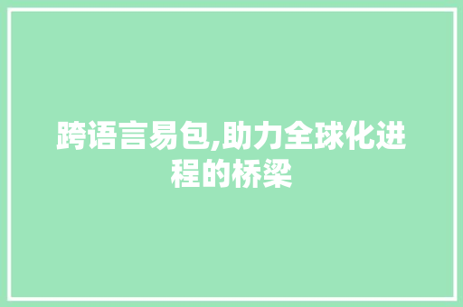 跨语言易包,助力全球化进程的桥梁