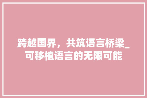 跨越国界，共筑语言桥梁_可移植语言的无限可能 百度SEO