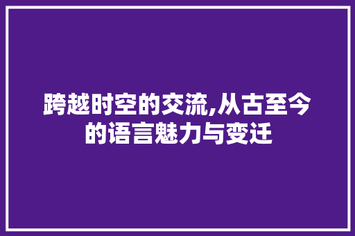 跨越时空的交流,从古至今的语言魅力与变迁 百度SEO