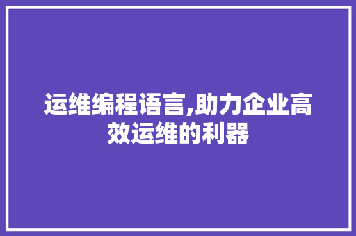 运维编程语言,助力企业高效运维的利器