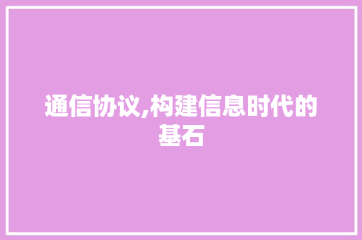 通信协议,构建信息时代的基石 必应SEO