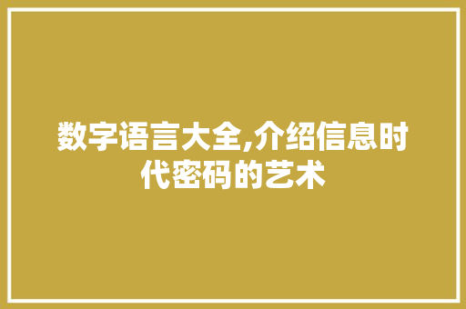 数字语言大全,介绍信息时代密码的艺术 必应SEO