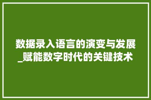 数据录入语言的演变与发展_赋能数字时代的关键技术