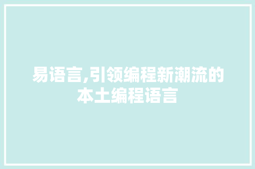 易语言,引领编程新潮流的本土编程语言 神马SEO