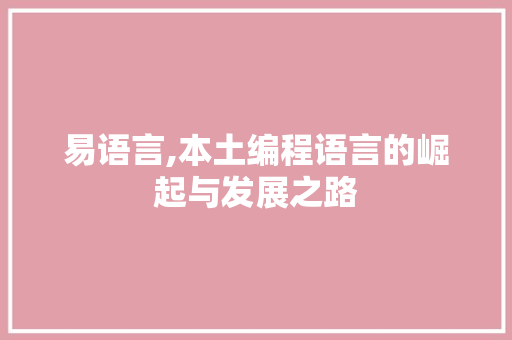 易语言,本土编程语言的崛起与发展之路 GoogleSEO