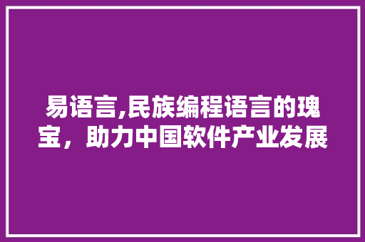 易语言,民族编程语言的瑰宝，助力中国软件产业发展