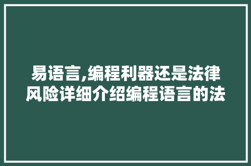 易语言,编程利器还是法律风险详细介绍编程语言的法律边界 GoogleSEO