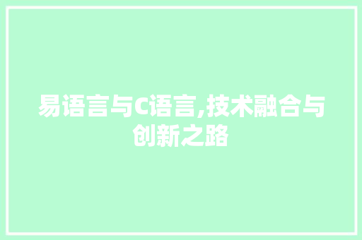 易语言与C语言,技术融合与创新之路 必应SEO