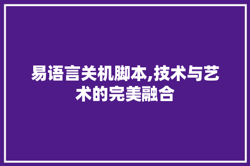易语言关机脚本,技术与艺术的完美融合 GoogleSEO