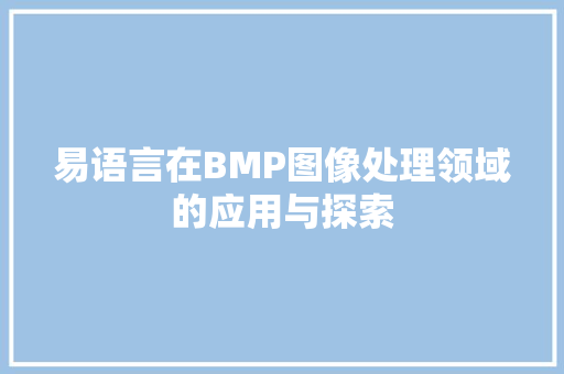 易语言在BMP图像处理领域的应用与探索 必应SEO