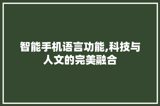 智能手机语言功能,科技与人文的完美融合