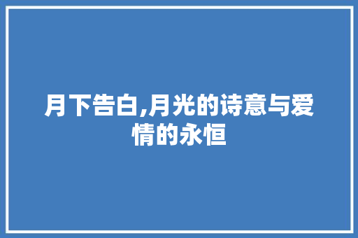 月下告白,月光的诗意与爱情的永恒 搜狗SEO