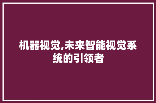 机器视觉,未来智能视觉系统的引领者 搜狗SEO