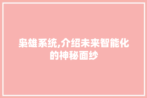 枭雄系统,介绍未来智能化的神秘面纱 必应SEO