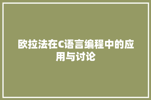 欧拉法在C语言编程中的应用与讨论 必应SEO