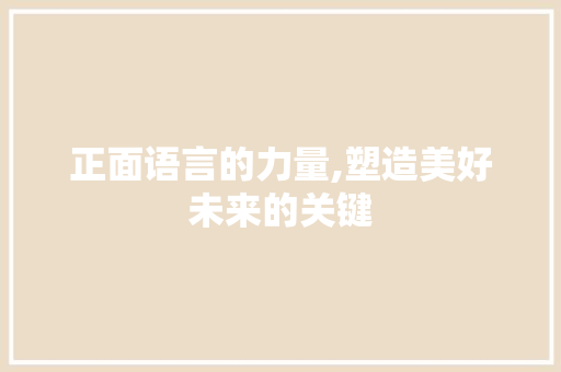 正面语言的力量,塑造美好未来的关键