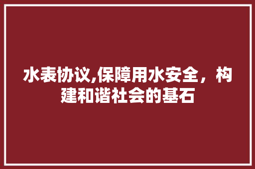 水表协议,保障用水安全，构建和谐社会的基石 必应SEO