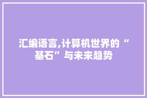 汇编语言,计算机世界的“基石”与未来趋势