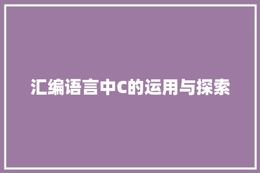 汇编语言中C的运用与探索