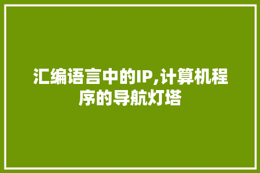 汇编语言中的IP,计算机程序的导航灯塔