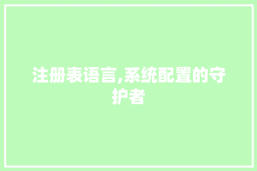 注册表语言,系统配置的守护者 必应SEO