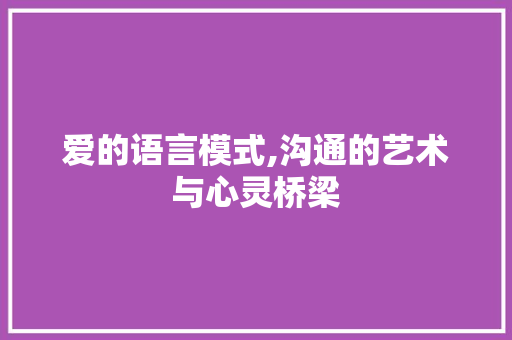爱的语言模式,沟通的艺术与心灵桥梁 必应SEO