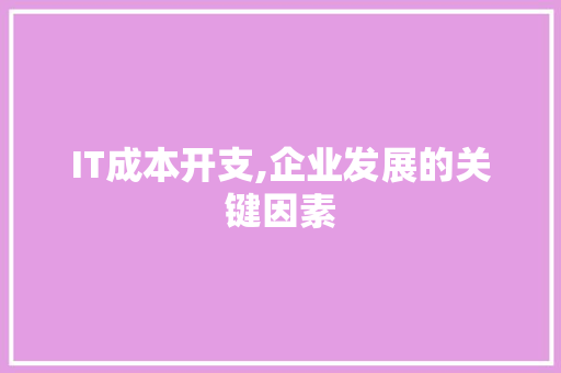 IT成本开支,企业发展的关键因素