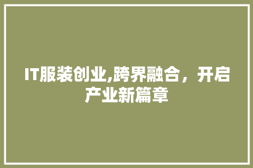 IT服装创业,跨界融合，开启产业新篇章