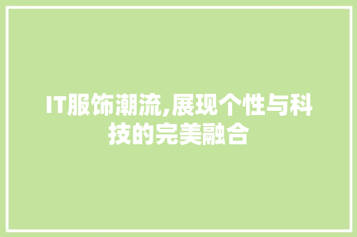 IT服饰潮流,展现个性与科技的完美融合