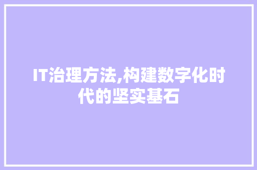IT治理方法,构建数字化时代的坚实基石