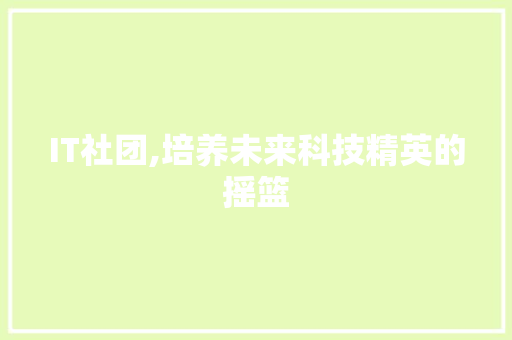IT社团,培养未来科技精英的摇篮