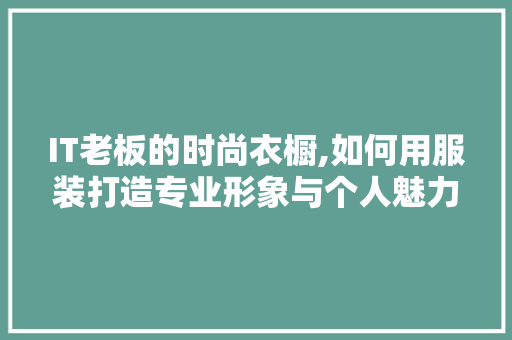 IT老板的时尚衣橱,如何用服装打造专业形象与个人魅力