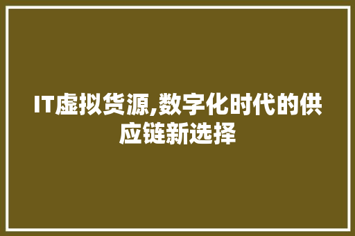 IT虚拟货源,数字化时代的供应链新选择