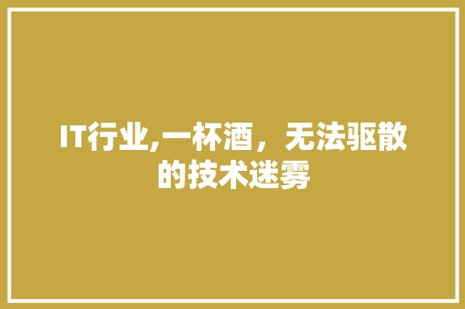IT行业,一杯酒，无法驱散的技术迷雾