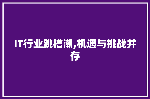 IT行业跳槽潮,机遇与挑战并存 GoogleSEO