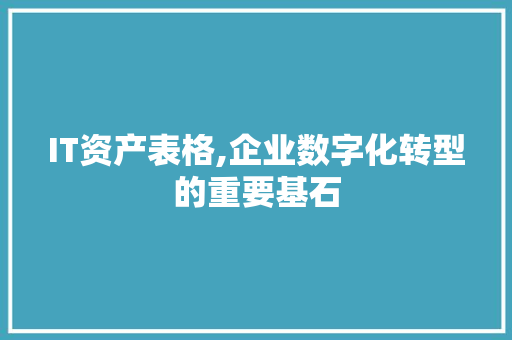 IT资产表格,企业数字化转型的重要基石 百度SEO