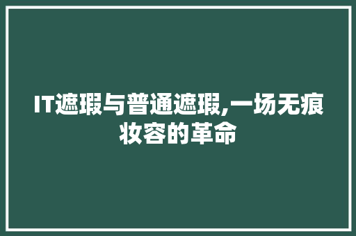 IT遮瑕与普通遮瑕,一场无痕妆容的革命